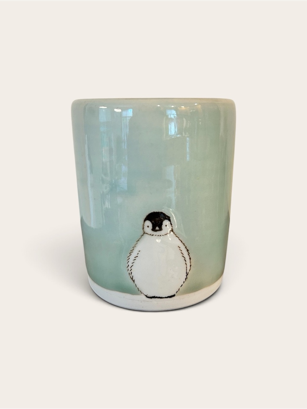 Handcrafted Mint Penguin Ceramic Cup